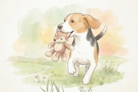 dog playing in the field