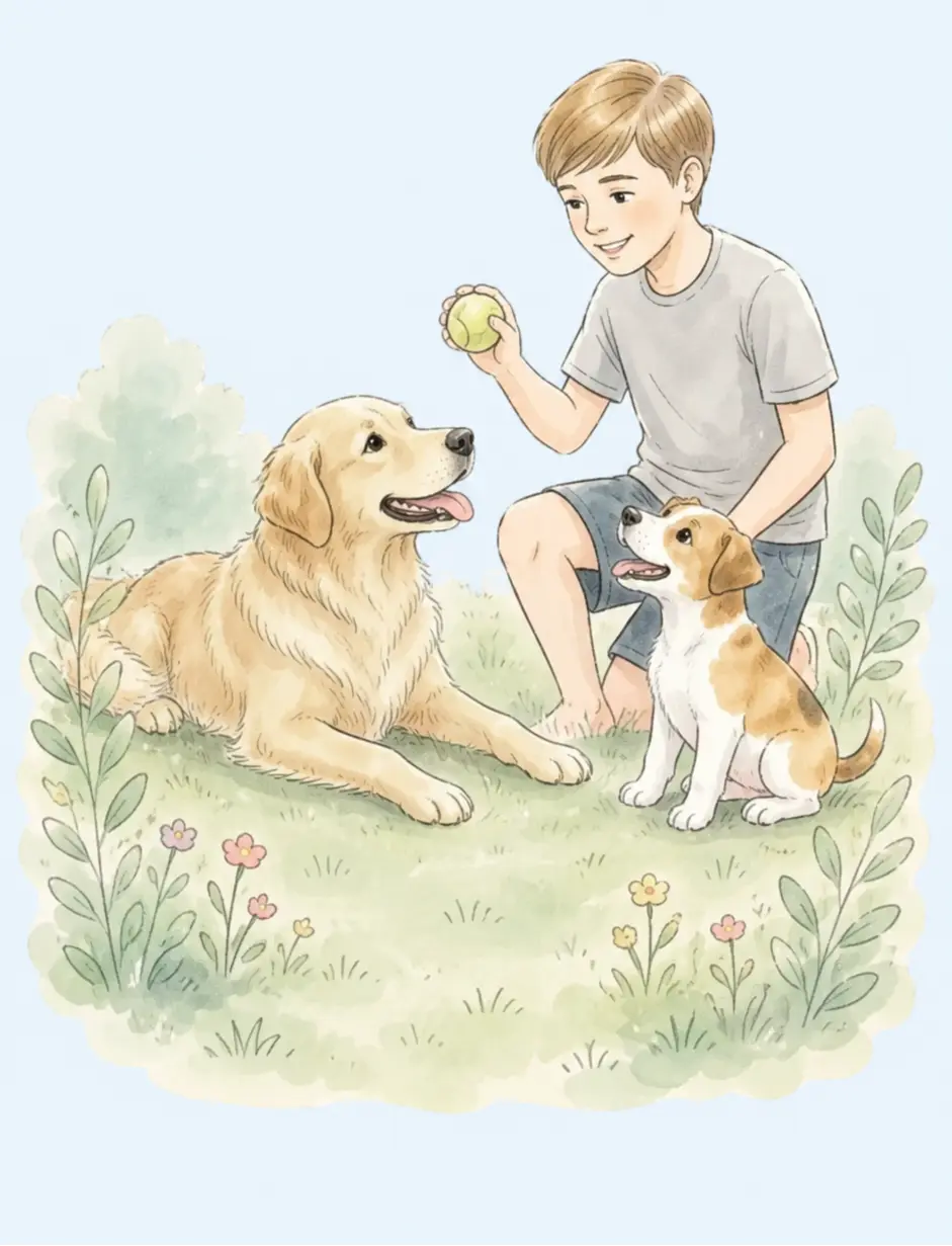 dogs playing a ball