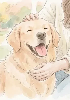 woman petting a family pet dog